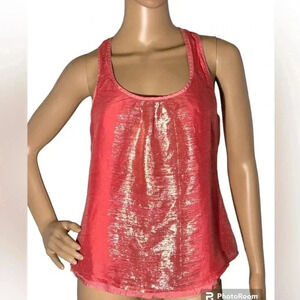 Trina Turk Racerback Metallic Pink Fully Lined Tank Size S EUC!!